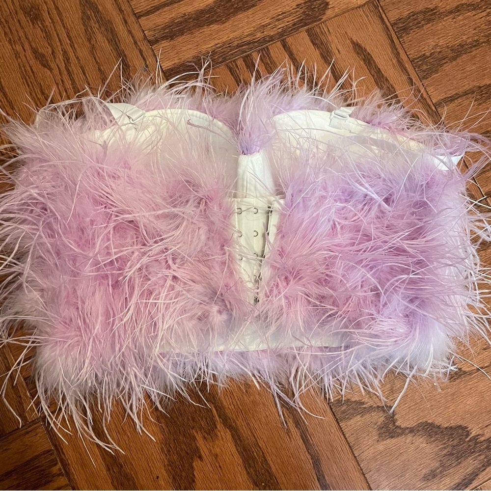 Feather bustier crop top